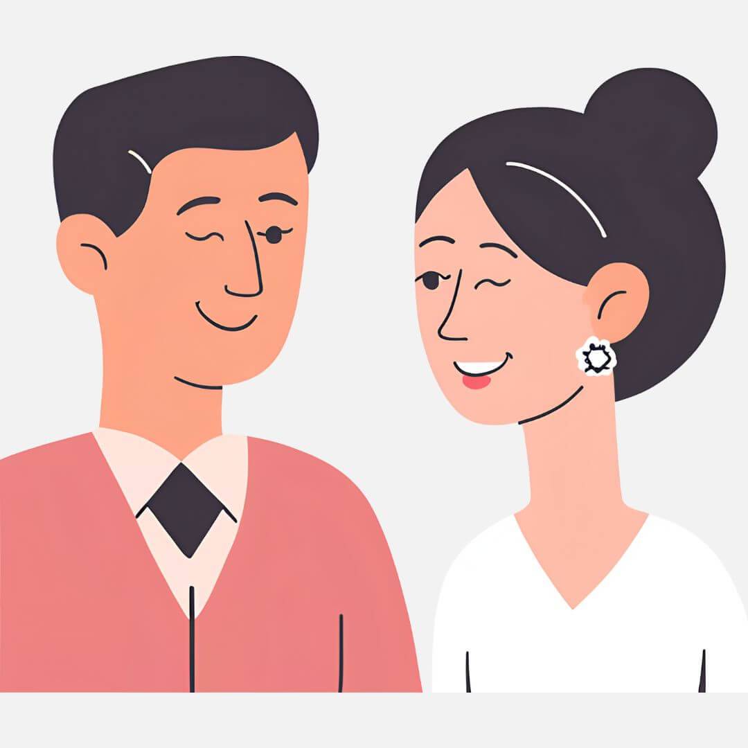 a man and woman smiling