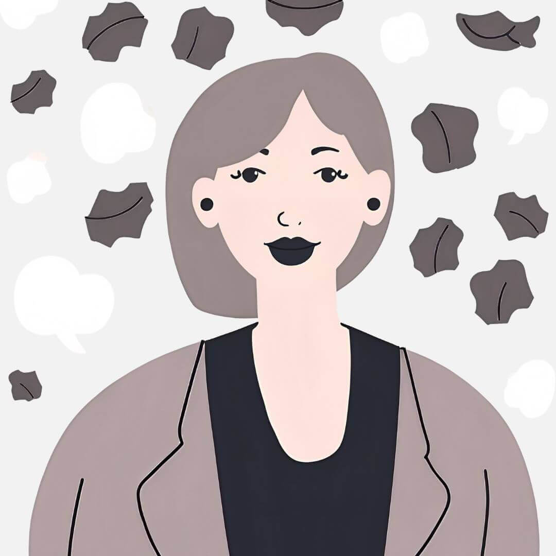 a woman with black lips and a black shirt