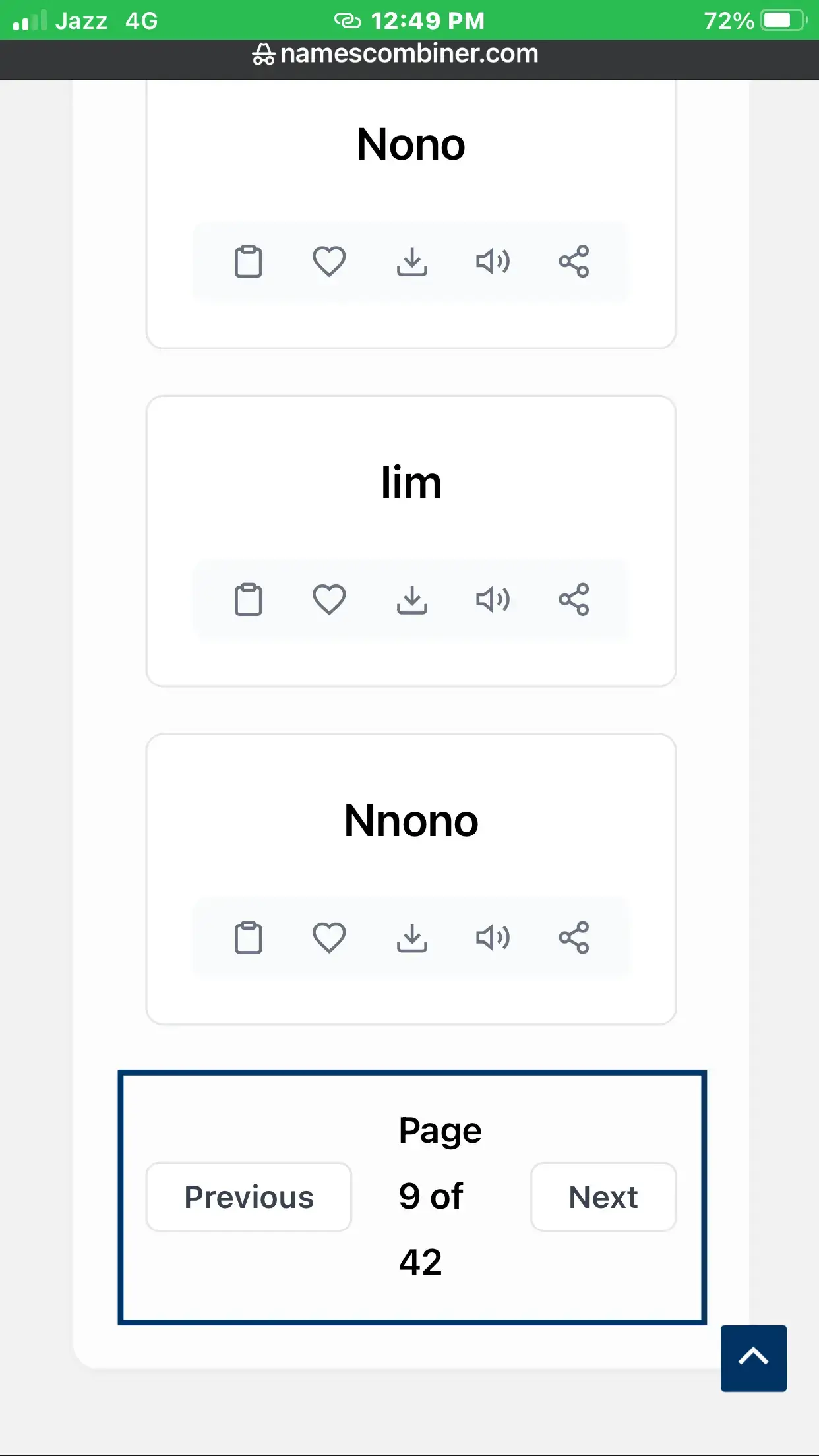 Name Combiner, pagination in mobile