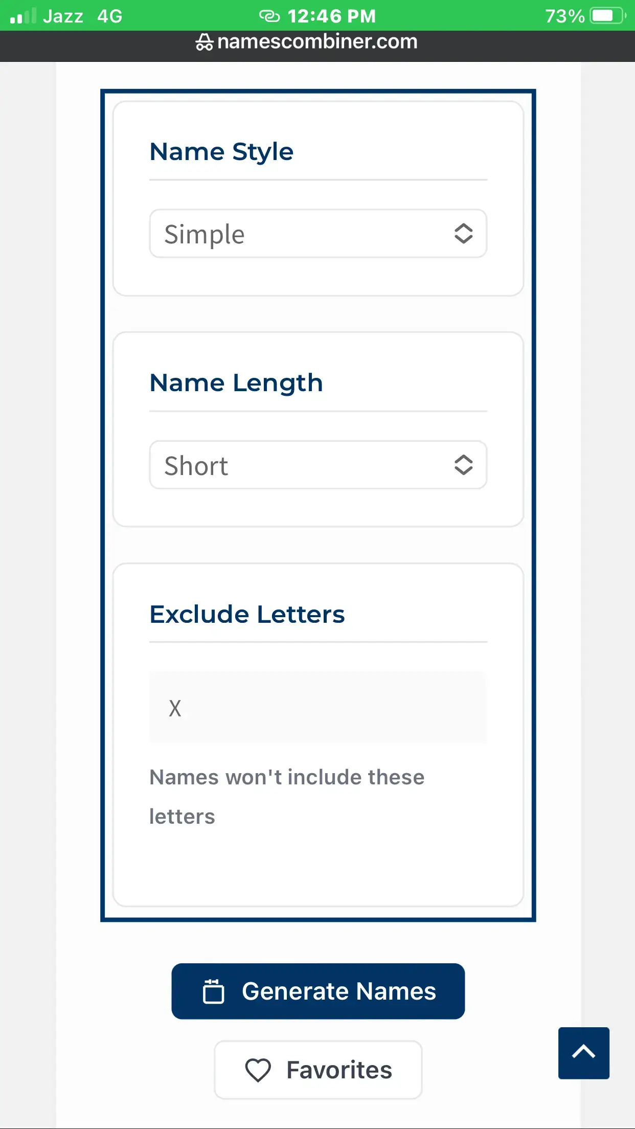 Name Combiner, step 3 in mobile