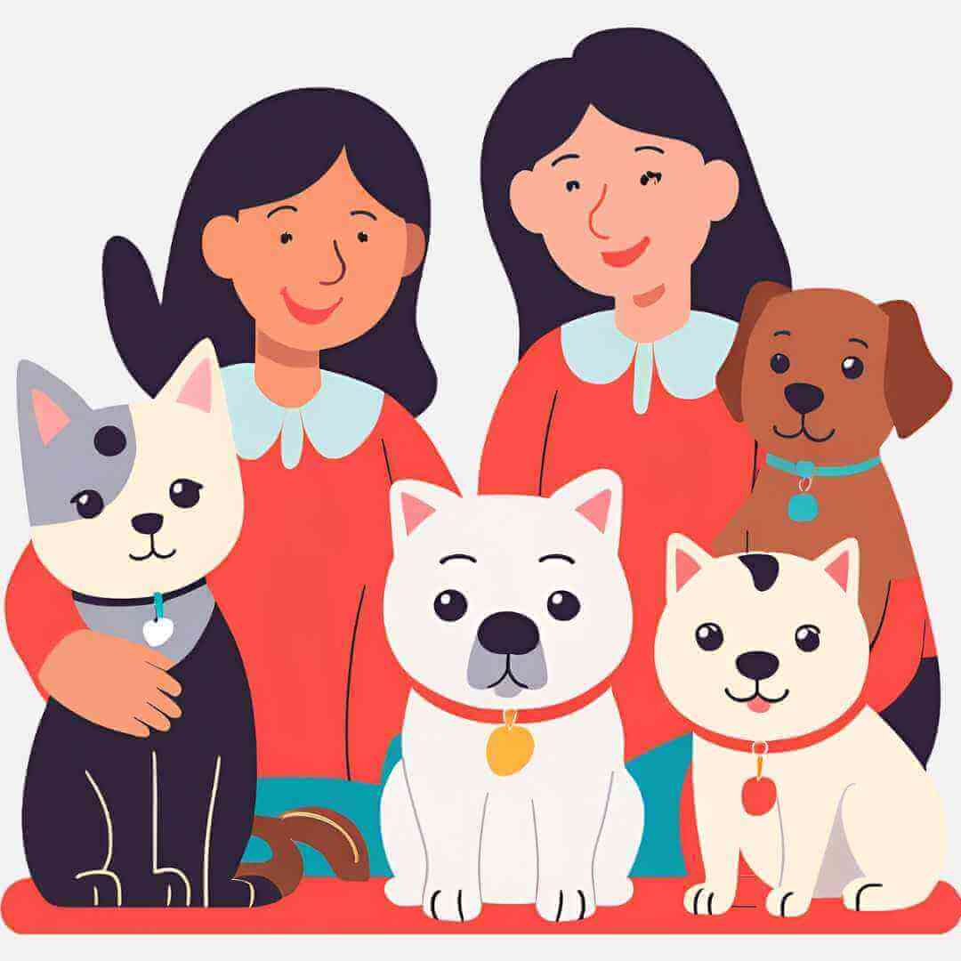 a group of girls with dogs/pets, names for pet