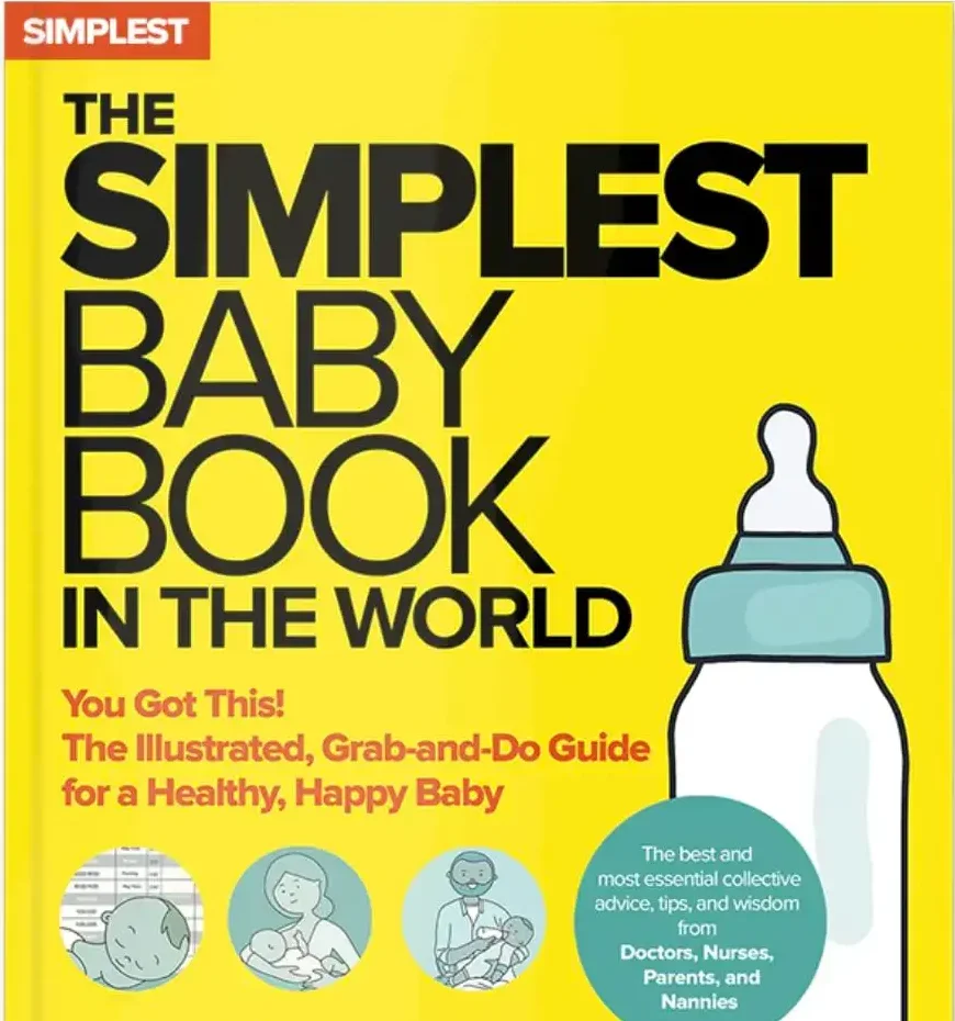 a yellow book with a bottle and text