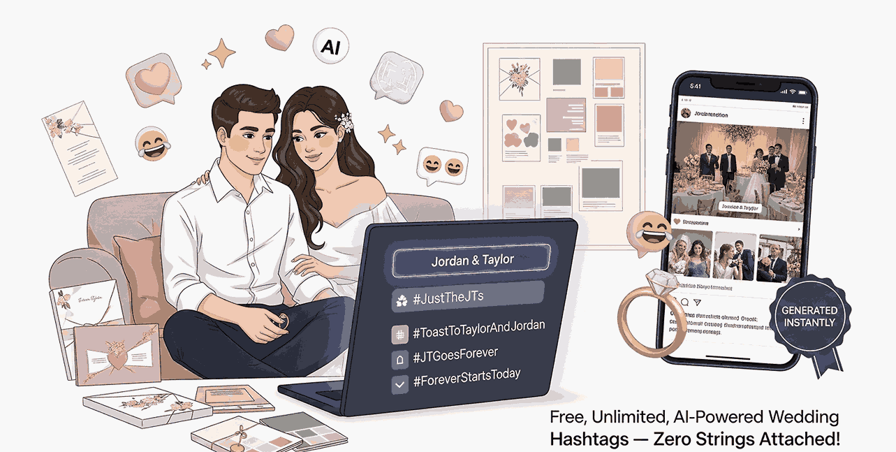 Couple planning wedding with technology.
